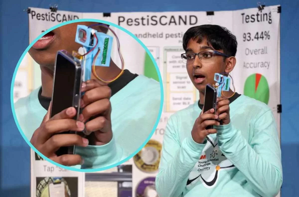 Un estudiante de 14 años ganó el premio de «Mejor Científico Joven de América» por inventar un detector de pesticidas portátil con inteligencia artificial