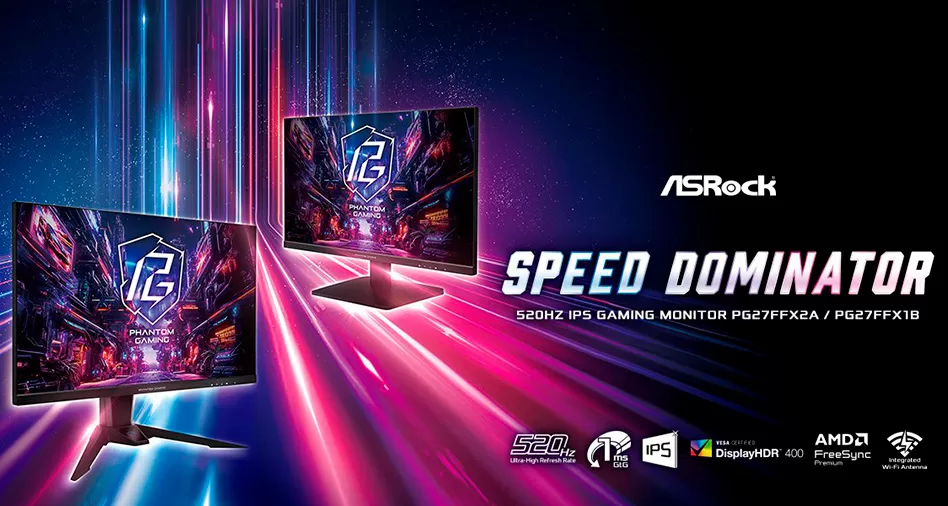 ASRock lanza los monitores gamer PG27FFX2A y PG27FFX1B con tasa de refresco de 520 Hz