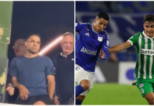 Así vivió Falcao el triunfo de Millonarios contra Atlético Nacional en el Campín, en Bogotá: atento, tenso y bien acompañado