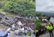 Tractocamión se volcó en la vía Girardot–Bogotá, a la salida del túnel Sumapaz: murió el conductor del vehículo