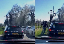 Video | Insólito y aterrador: carro del equipo Visma fue asaltado por dos personas que intentaron robar las bicicletas