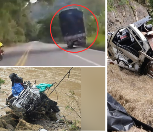 Este es el video del momento exacto en el que un camión pierde el control y salta al río Cauca