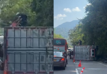 Revelan la causa del volcamiento de un camión durante la mañana de este sábado 4 de abril en la vía La Vega-Villeta: le robaron la carga